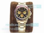 Swiss 7750 Replica Rolex Rainbow Daytona Mens Watch Gold Diamond